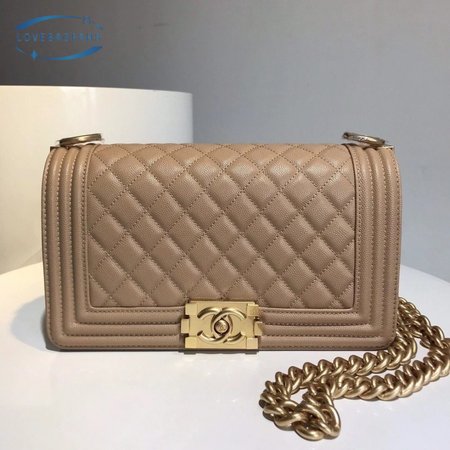 Chanel Boy Flap Quilted Diamond Metallic New Medium Tan