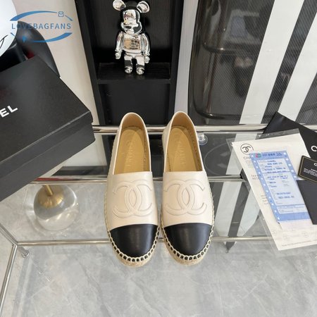 Chanel Lambskin Espadrilles 37 White Black Size 35-40