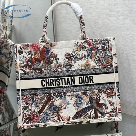 Christian Dior Beige Jardin d'Hiver Medium Dior Book Tote