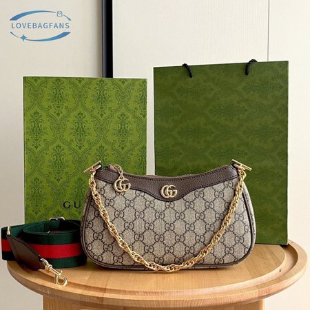 Gucci Ophidia Gg Small Handbag Beige And Ebony Gg Supreme Canvas