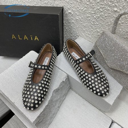 Alaia Ballerinas In Strass Lambskin