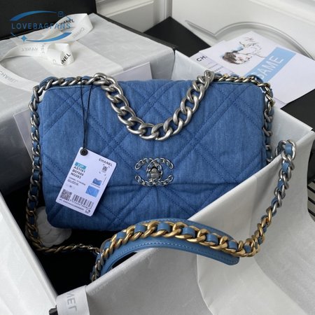 Chanel Denim Quilted Medium Chanel 19 Flap Bag