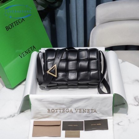 Bottega Veneta Padded Intreccio Cassette Crossbody Bag Black