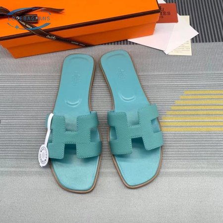 Hermes Oran Sandal Bleu Pinede Box Calfskin Leather