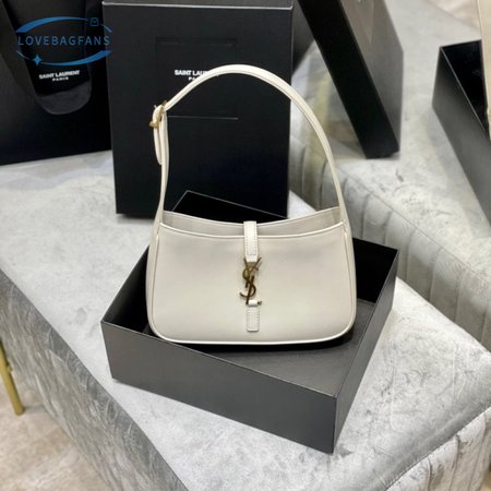 Saint Laurent Le 5 A 7 Hobo Bag In Smooth Leather Blanc Vintage