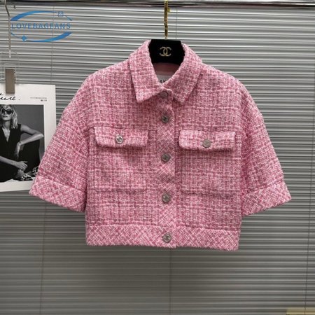 Chanel Short Casual Style Tweed Blended Fabrics Street Style Cotton