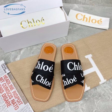 Chloe Woody Black Slide Sandals