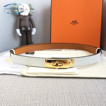 Hermes Kelly Belt (Stamp A) White Epsom Leather Rose Gold Hardware