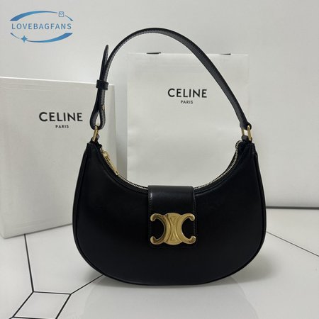 Celine Ava Triomphe Bag In Smooth Calf Leather Black