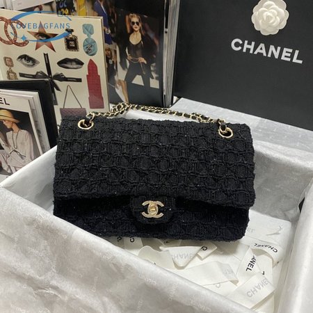 Chanel Black Boucle CC Medium Flap Bag