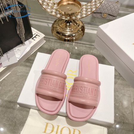 Dior Slide Pink Embossed Lambskin