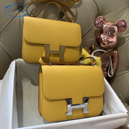 Hermes Constance 18 Jaune Ambre Verso Evercolor Palladium Hardware