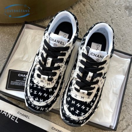 Chanel Suede Trainer Printed CC Sneaker