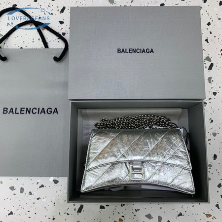 Balenciaga Crush Quilted Metallic Chain Shoulder Bag