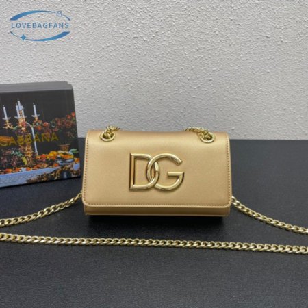 Dolce & Gabbana Calfskin 3.5 Clutch Gold