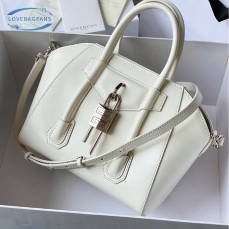 Givenchy Mini Antigona Lock Bag In Box Leather Ivory