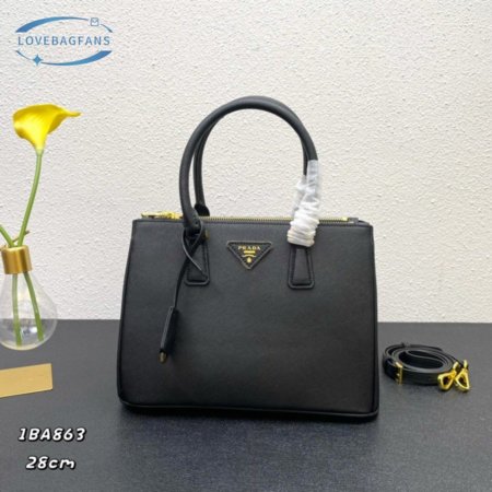 Prada Galleria Saffiano Leather Bag Medium Black 1BA863