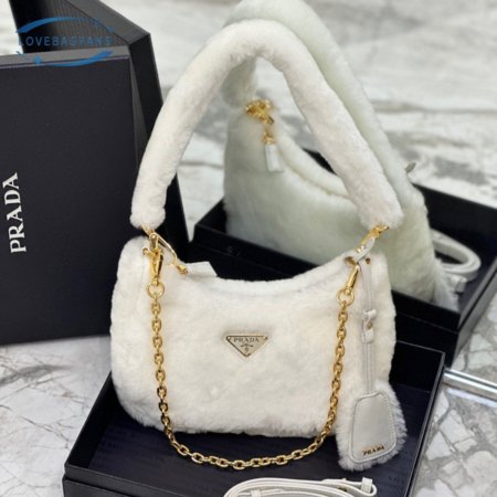 Prada Shearling Mini-Bag White 1BC204