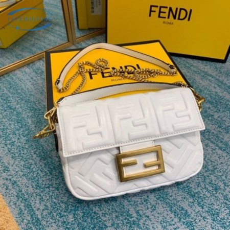 Fendi Baguette Mini White Leather Bag 8BS017A72VF15AO