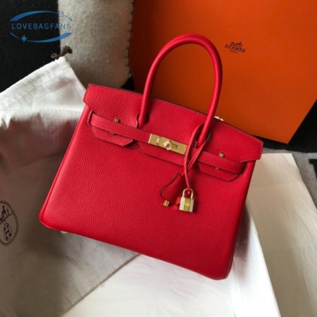 Hermes Birkin 25 Rouge de Coeur Togo Gold Hardware Red Bag