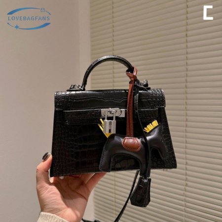 Hermes Mini Kelly 20 II Black Shiny Alligator