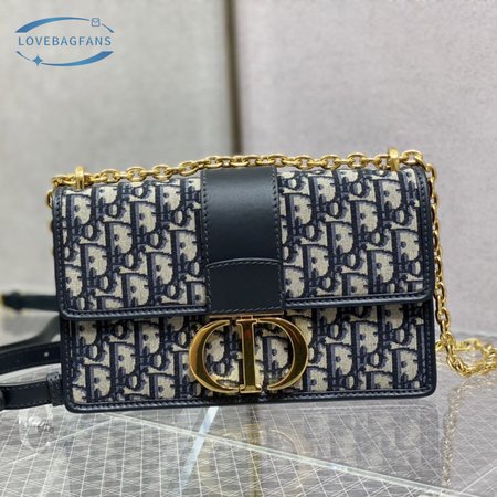 Dior 30 Montaigne Chain Bag Dior Oblique Jacquard Blue