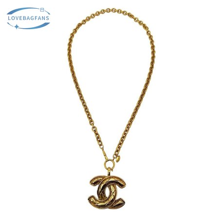 Chanel Vintage Quilted CC Pendant Necklace