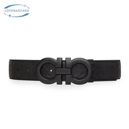 Ferragamo Men's Gancini Logo Leather Belt