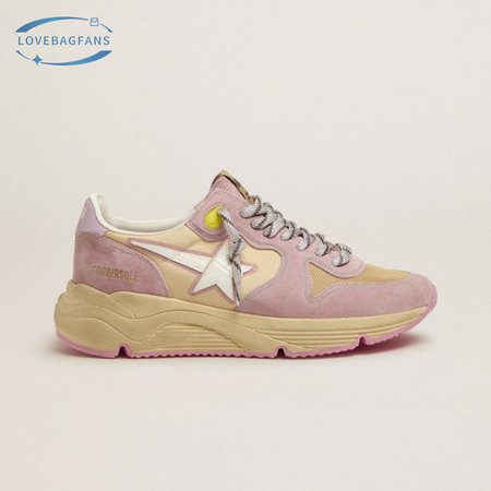 Pastel Pink Running Sole Sneakers With White Star