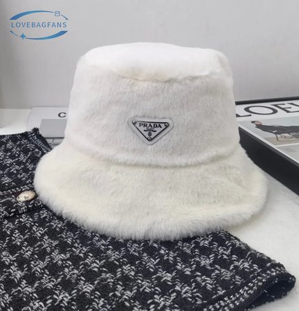 Prada Fluffy Hat White