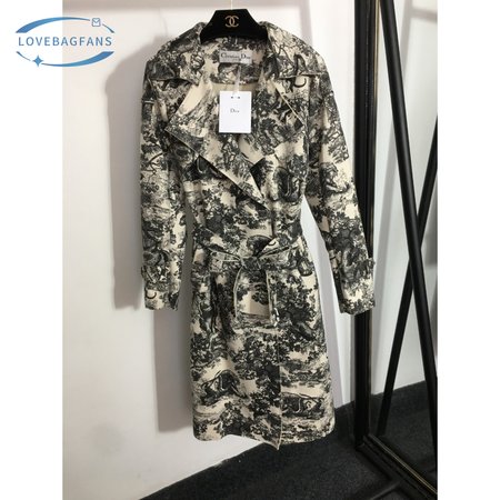 Dior Animal Forest Fashion Print Suede Windbreaker Coat Jacket