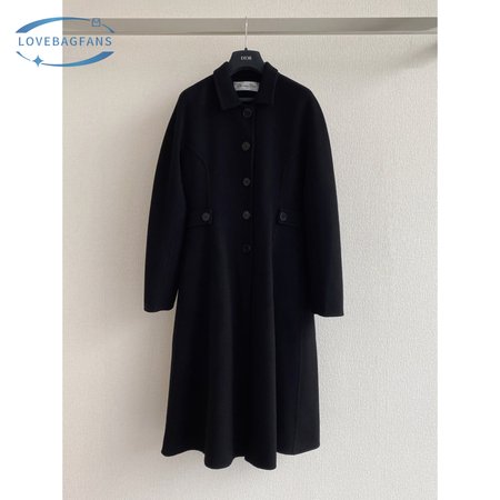 Dior Single-Breasted Long Double-Faced Cashmere Coat Black