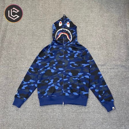 BAPE 1st Camo Jersey Shark Full Zip Hoodie S-2XL