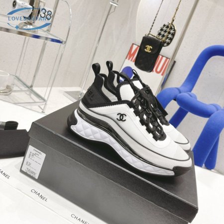 Chanel Sneakers Fabric & Suede Calfskin White/Black 35-40