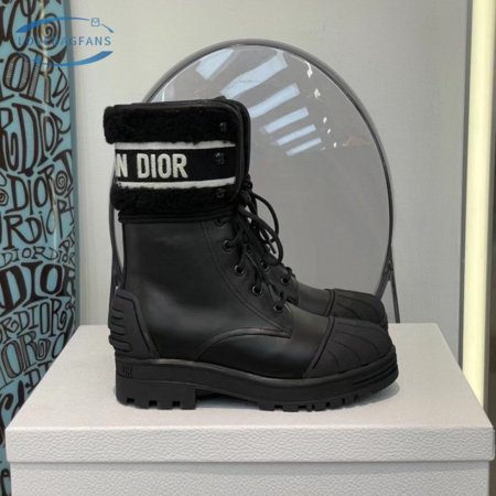 Dior D-Major Ankle Boot Black Calfskin and Lambskin Wool 35-41