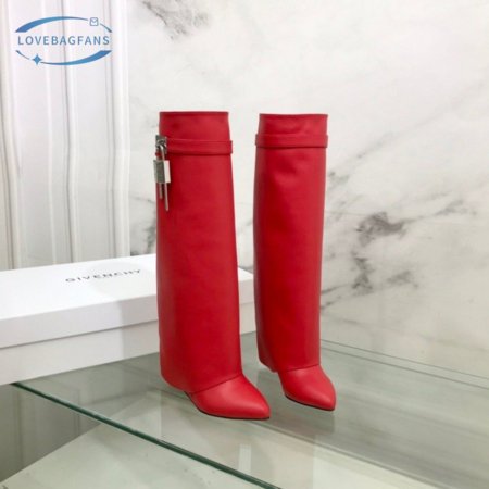 Givenchy Shark Lock Boots In Leather Red 35-39