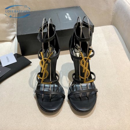 YSL Cassandra Sandals In Patent Leather With Gold-Tone Monogram 35-40