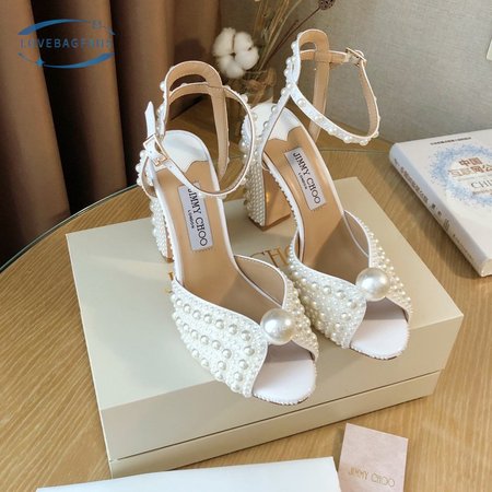 Jimmy Choo Sacaria 100 White Satin Sandals 35-39