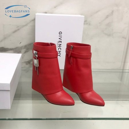 Givenchy Shark Lock Boots In Leather Red 35-39